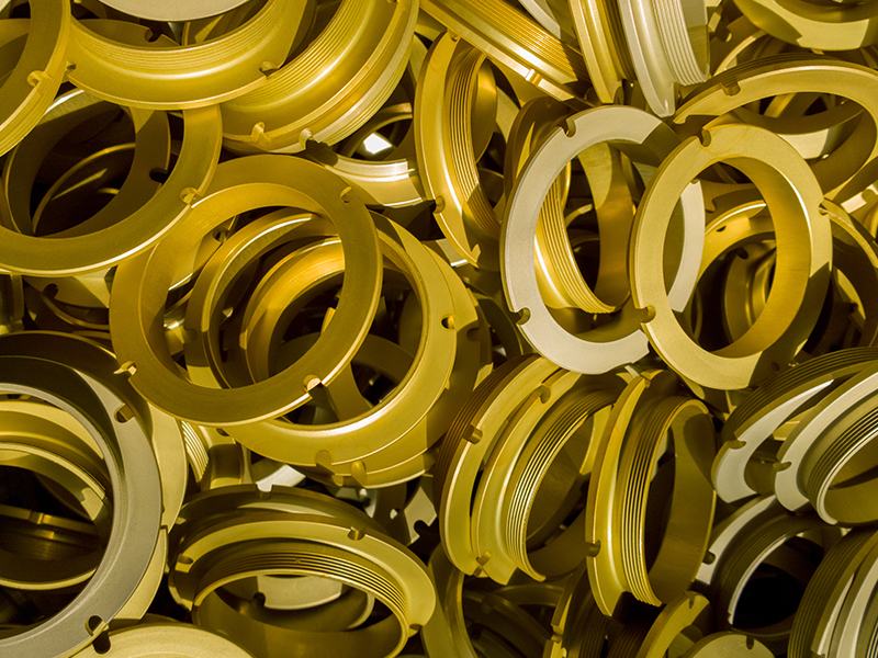 a batch of sulfur oxidated anodized aluminium parts.