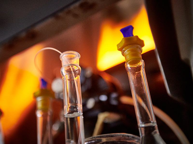 Close up of test tubes